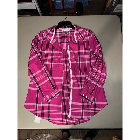 Allison Daley Petite Button Down Pink Plaid Women’s PM/M - Picture 2 of 5